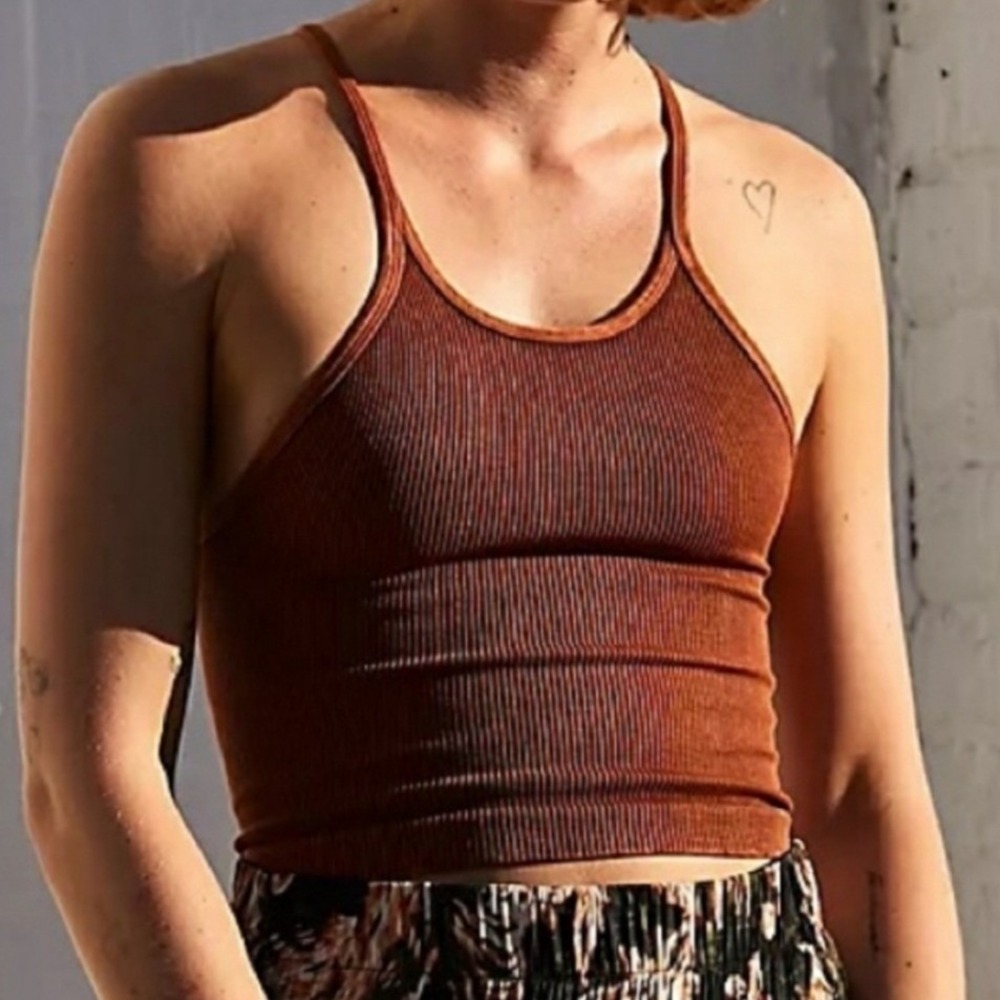 FP Movement Happiness Runs Crop Tank, Toasted Coconut, M/L, Yoga Athleisure